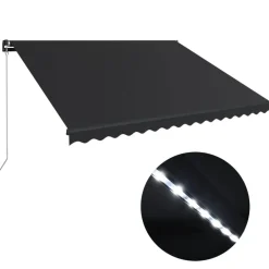 Outlet FinePRICE Manuaalisesti sisäänkelattava markiisi LEDillä 350x250 cm kermanvalkoinen