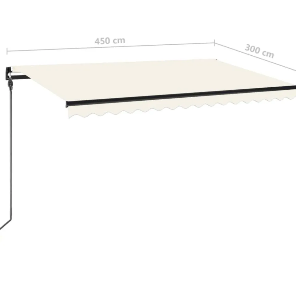 Outlet FinePRICE Manuaalisesti sisäänkelattava markiisi LEDillä 350x250 cm kermanvalkoinen
