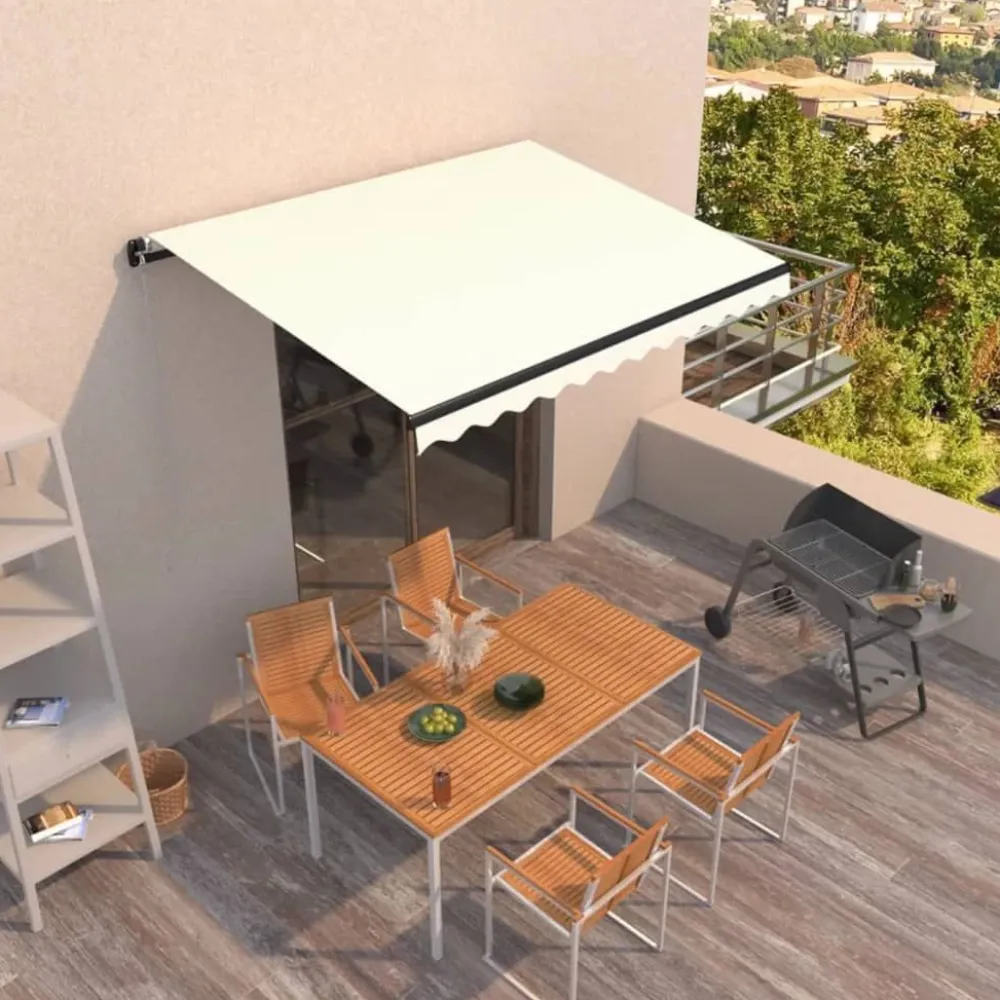 Best FinePRICE Manuaalisesti sisäänkelattava markiisi 1 300x250 cm sininen/valkoinen