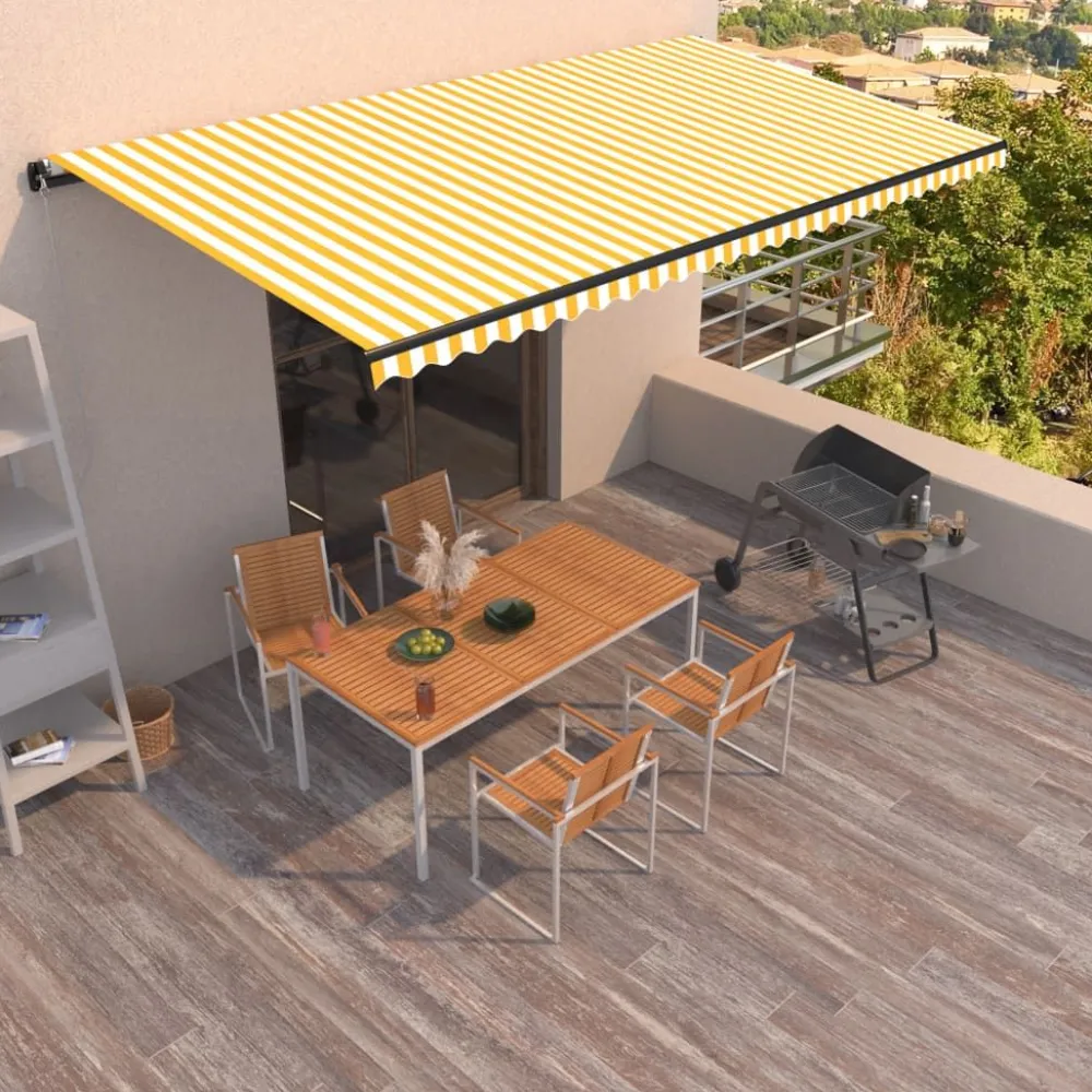 Best FinePRICE Manuaalisesti sisäänkelattava markiisi 1 300x250 cm sininen/valkoinen