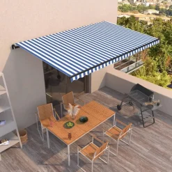 Best FinePRICE Manuaalisesti sisäänkelattava markiisi 1 300x250 cm sininen/valkoinen