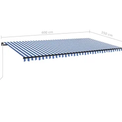 Best FinePRICE Manuaalisesti sisäänkelattava markiisi 1 300x250 cm sininen/valkoinen
