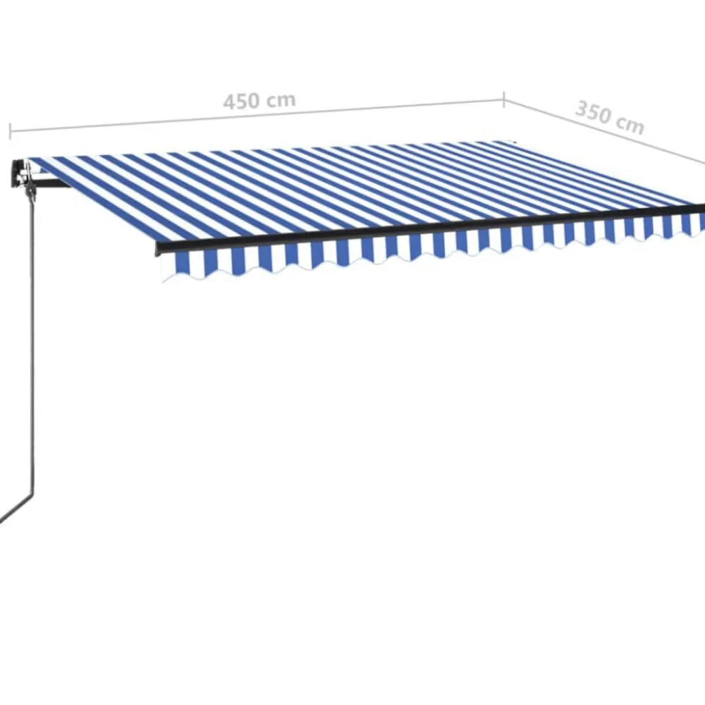 Best FinePRICE Manuaalisesti sisäänkelattava markiisi 1 300x250 cm sininen/valkoinen