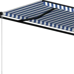 Best FinePRICE Manuaalisesti sisäänkelattava markiisi 1 300x250 cm sininen/valkoinen