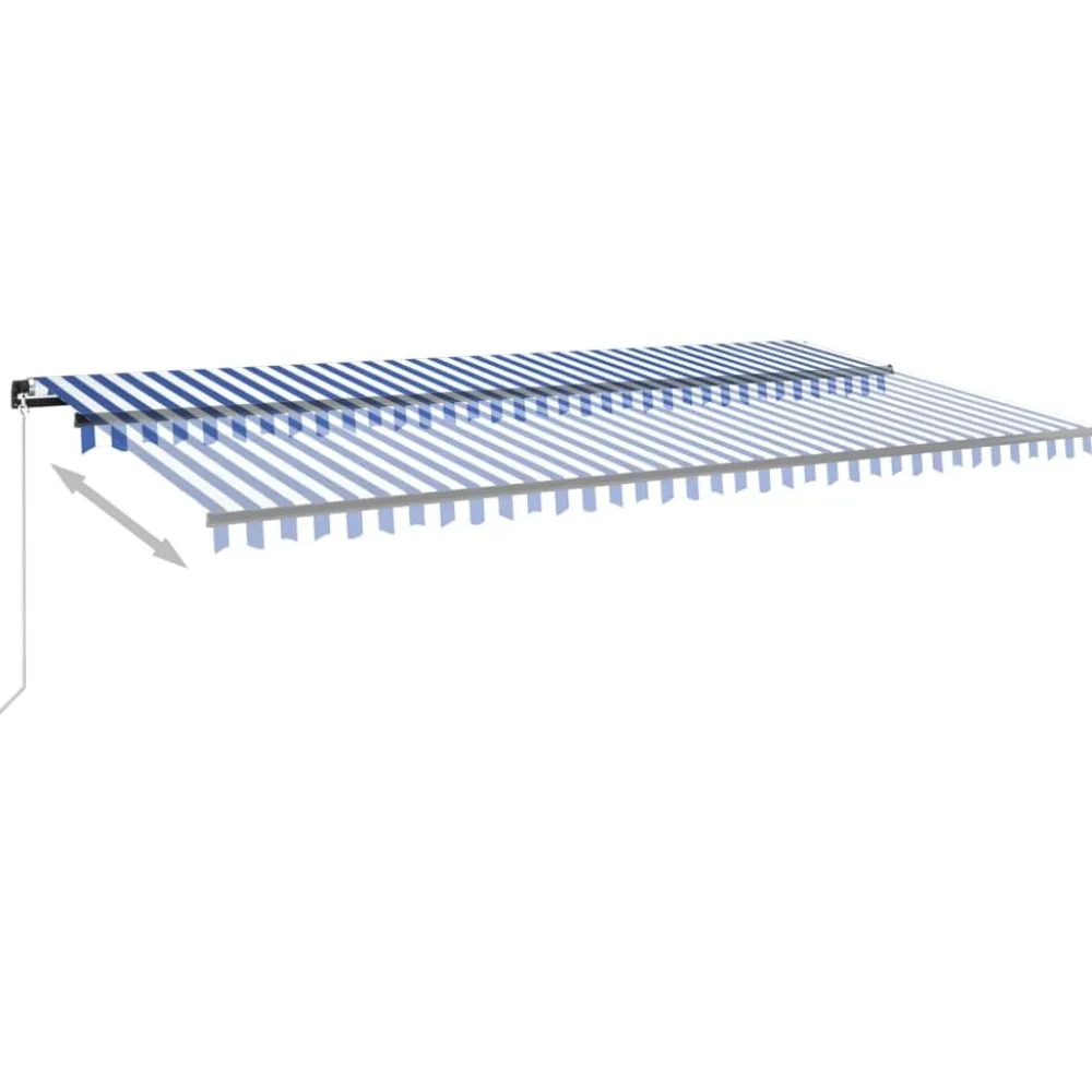 Best FinePRICE Manuaalisesti sisäänkelattava markiisi 1 300x250 cm sininen/valkoinen