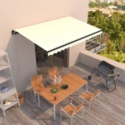 Best FinePRICE Manuaalisesti sisäänkelattava markiisi 1 300x250 cm sininen/valkoinen