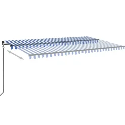 Best FinePRICE Manuaalisesti sisäänkelattava markiisi 1 300x250 cm sininen/valkoinen
