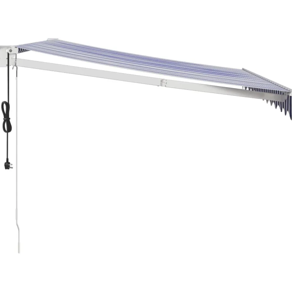 New FinePRICE Markiisi, automaattisesti sisäänkelattava, sininen/valkoinen, 3x2,5 m