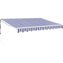 New FinePRICE Markiisi, automaattisesti sisäänkelattava, sininen/valkoinen, 3x2,5 m