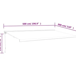 Clearance FinePRICE Markiisi 5x3 m, sisäänkelattava, keltavalkoinen, kangas/alumiini
