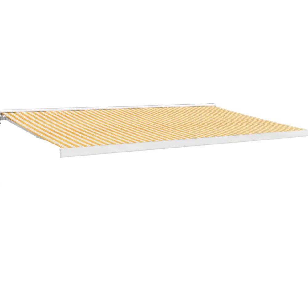 Clearance FinePRICE Markiisi 5x3 m, sisäänkelattava, keltavalkoinen, kangas/alumiini