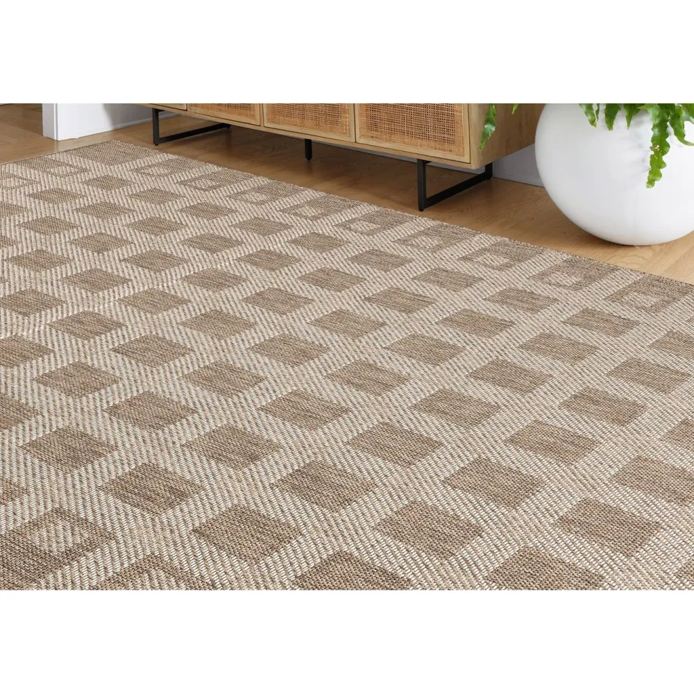 Hot Linento Matto Check 80x150 cm ruskeanbeige
