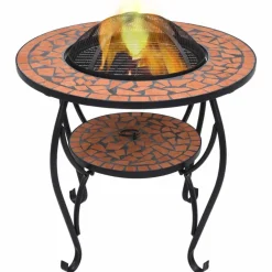 Outlet FinePRICE Mosaiikkipöytä tulisijalla 68cm, keramiikka, terrakotta