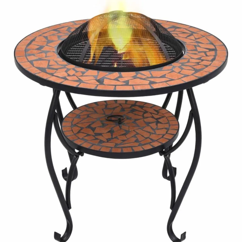 Outlet FinePRICE Mosaiikkipöytä tulisijalla 68cm, keramiikka, terrakotta