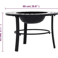 Hot FinePRICE Mosaiikkitulisija 68cm, keramiikka, musta/valkoinen