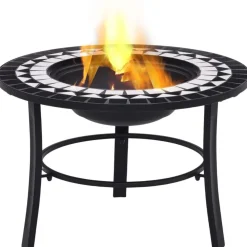 Hot FinePRICE Mosaiikkitulisija 68cm, keramiikka, musta/valkoinen