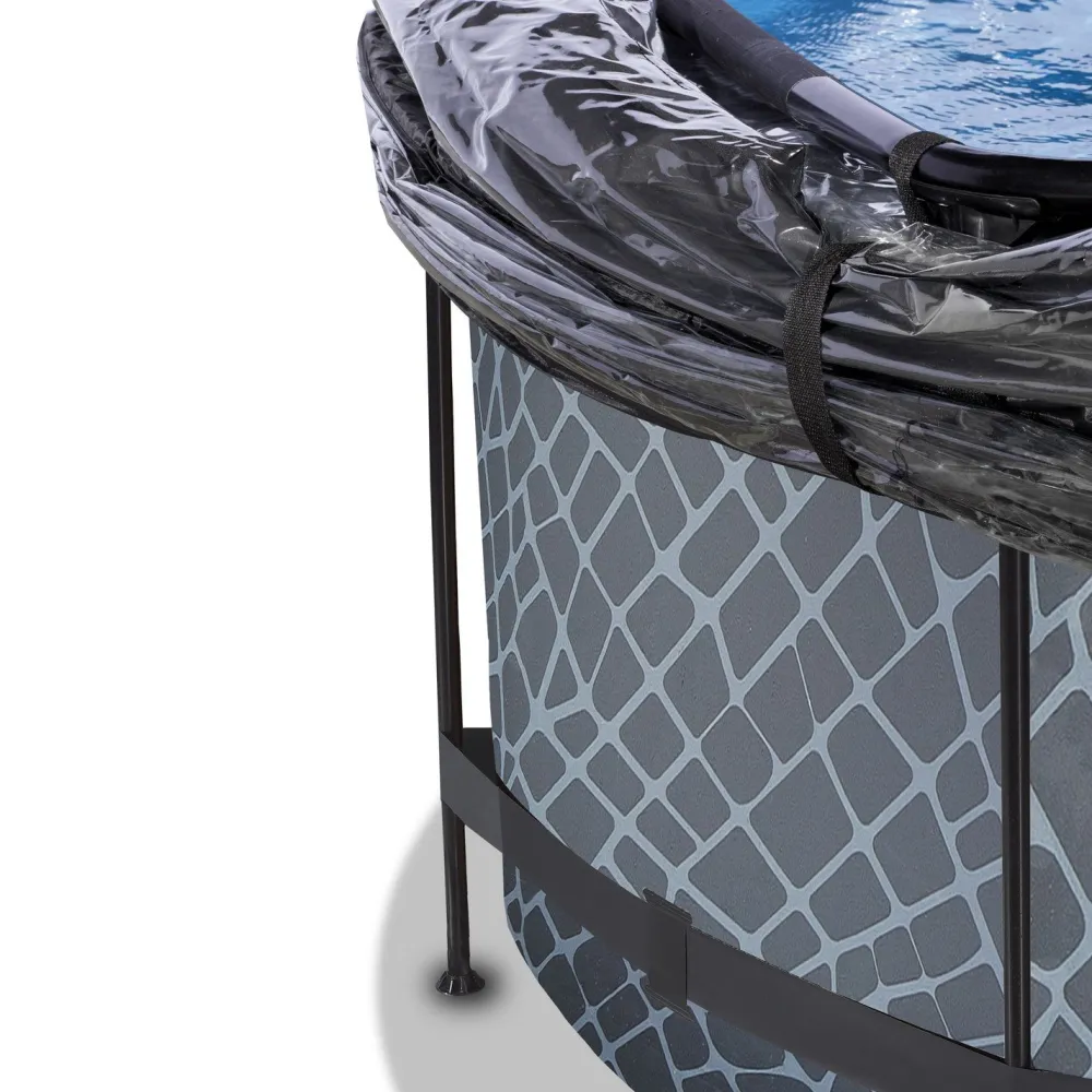 Online Exit Musta uima-allas nahkakuvioinnilla , ø360 x 122 cm, hiekkasuodatinpumpulla, allaskuvulla