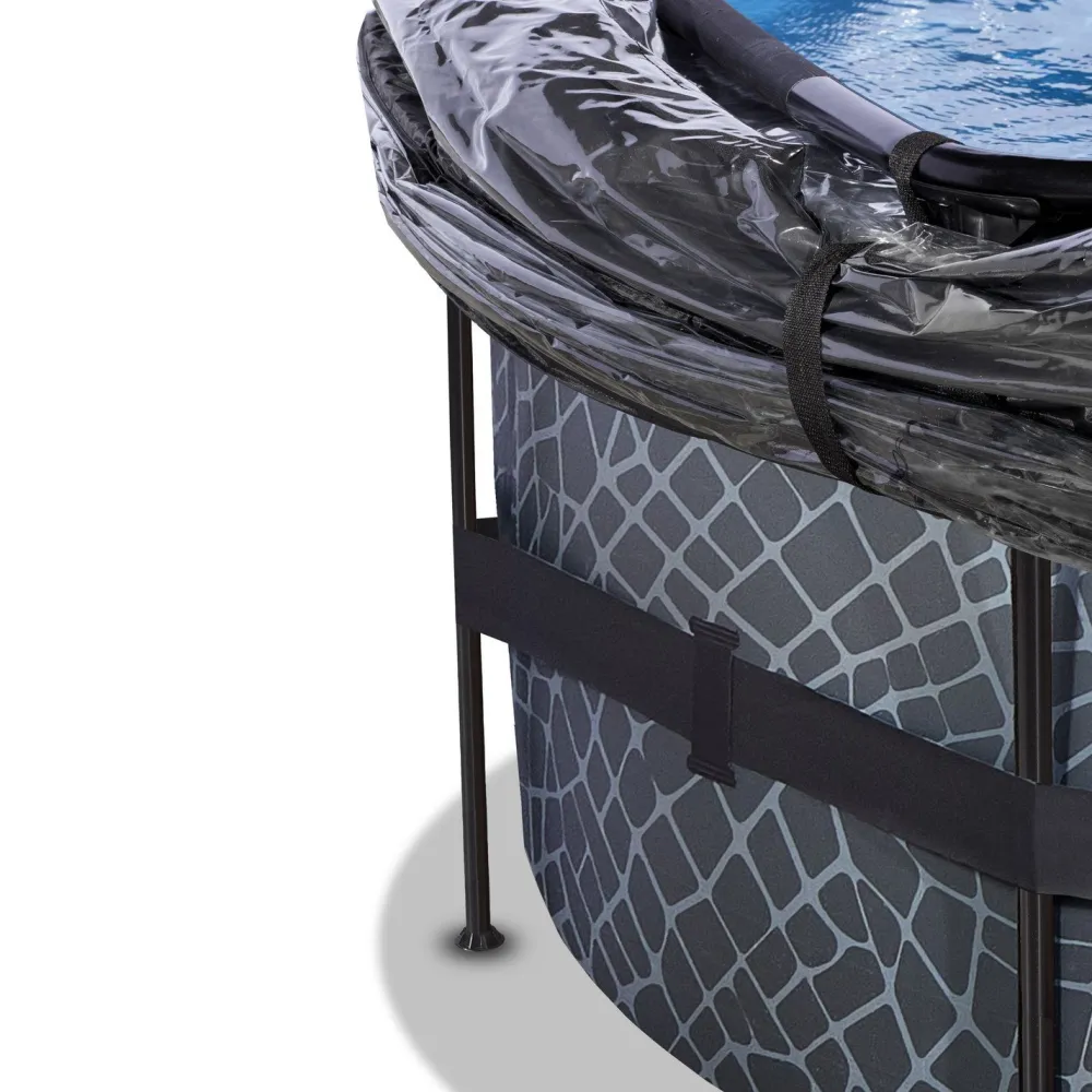 Online Exit Musta uima-allas nahkakuvioinnilla , ø360 x 122 cm, hiekkasuodatinpumpulla, allaskuvulla