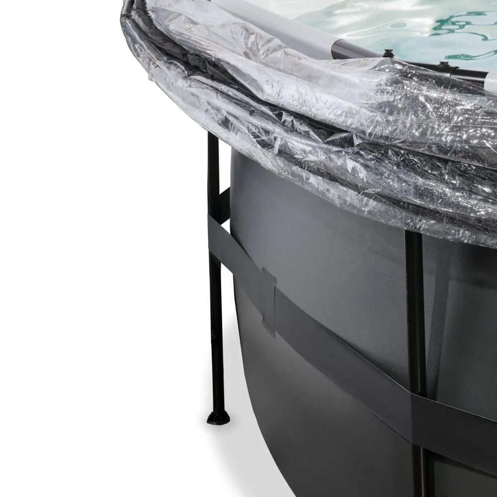 Online Exit Musta uima-allas nahkakuvioinnilla , ø360 x 122 cm, hiekkasuodatinpumpulla, allaskuvulla