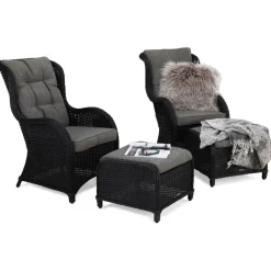 Discount Comfort Garden Nojatuoli Marcus 2 kpl jalkarahilla musta