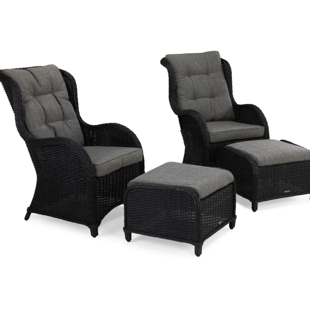 Discount Comfort Garden Nojatuoli Marcus 2 kpl jalkarahilla musta