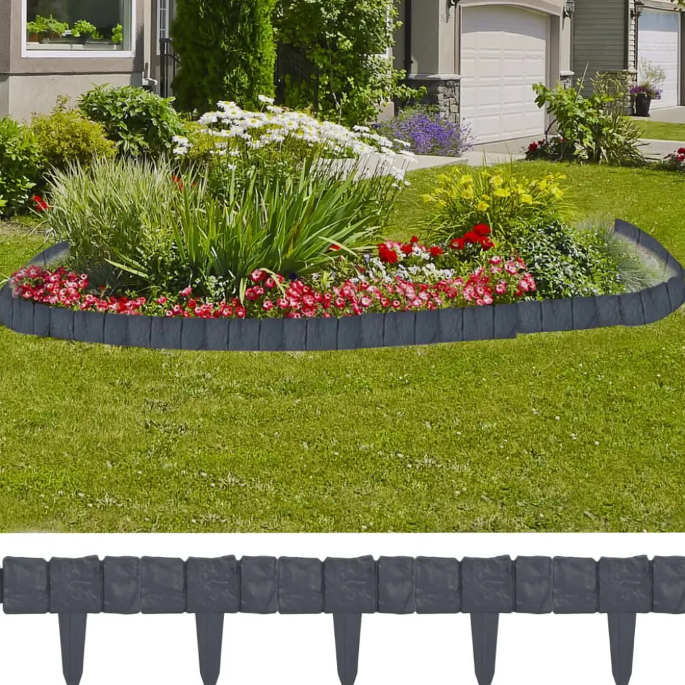 Best FinePRICE Nurmikkoaita kivet 41 kpl muovi 10 m