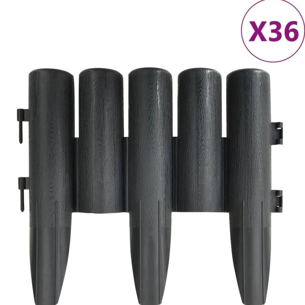 Best FinePRICE Nurmikonreunukset 36 kpl 10 m PP antrasiitti