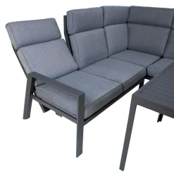 New Home4you Oleskeluryhmä Casten 6-istuttava sohva + pöytä tummanharmaa