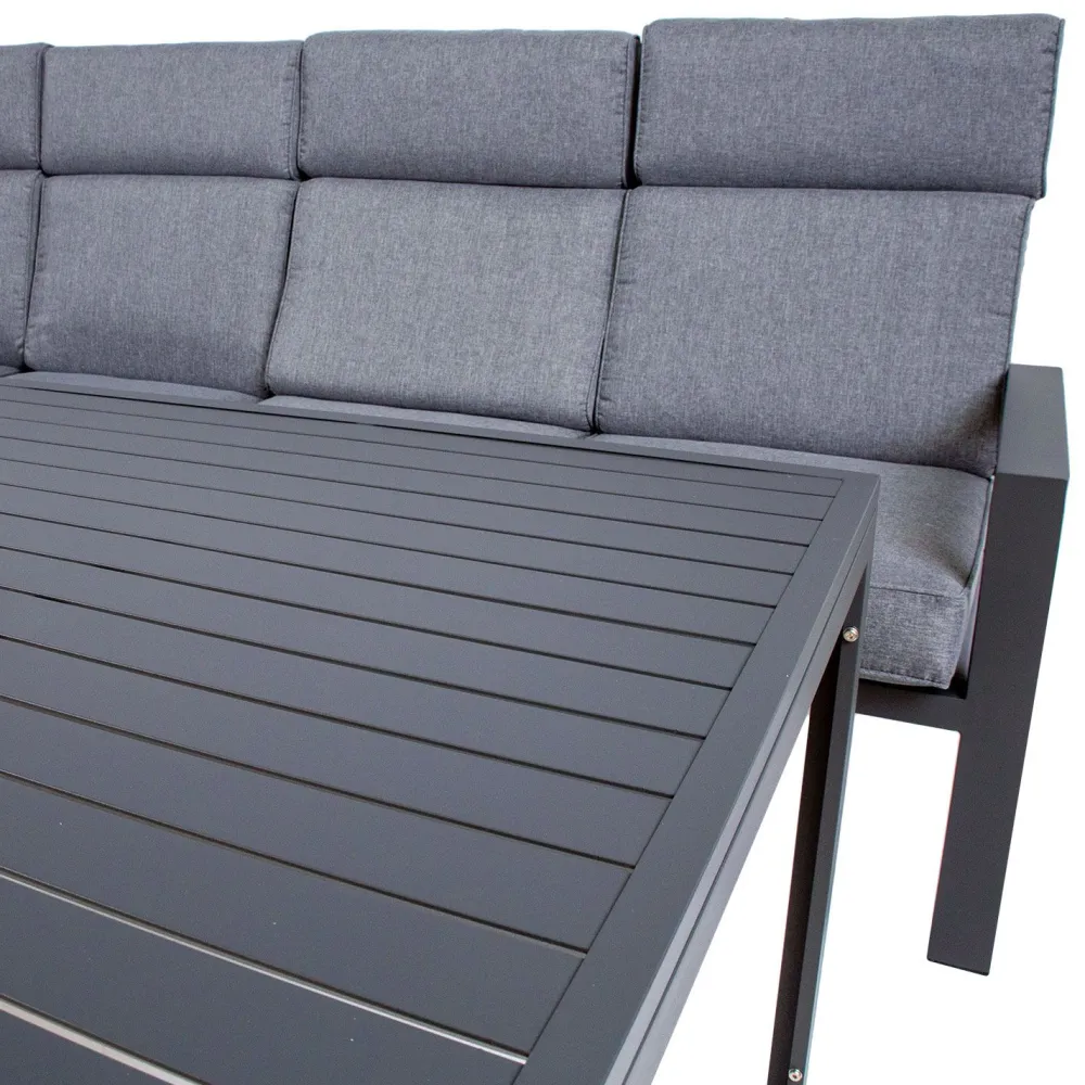 New Home4you Oleskeluryhmä Casten 6-istuttava sohva + pöytä tummanharmaa