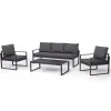 Outlet Home4you Oleskeluryhmä Lepzig 3-istuttava sohva + 2 nojatuolia + pöytä harmaa