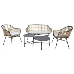 Sale Home4you Oleskeluryhmä Lunde 2-Istuttava sohva, 2 pöytää, ja 2 tuolia, harmaa