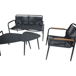 Online Home4you Oleskeluryhmä Nebo, penkki, 2 pöytää, ja 2 tuolia, harmaa