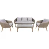 Home4you Oleskeluryhmä Norway, 2-istuttava sohva + 2 nojatuolia + pöytä, beige