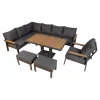 Sale Home4you Oleskeluryhmä Parker kulmasohva, nojatuoli, 2-rahia, pöytä, harmaa