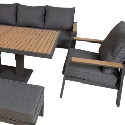 Sale Home4you Oleskeluryhmä Parker kulmasohva, nojatuoli, 2-rahia, pöytä, harmaa