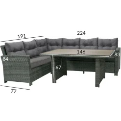 Outlet Home4you Oleskeluryhmä Pavia tummanharmaa