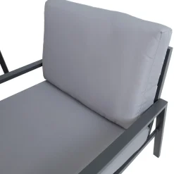 Clearance Home4you Oleskeluryhmä Tifton 2-istuttava sohva +2 nojatuolia + pöytä musta/harmaa