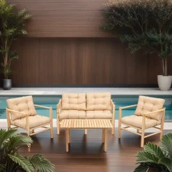Best Linento Garden Oleskeluryhmä MY028, 4-istuttava, beige