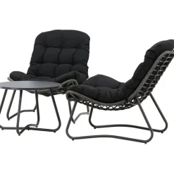 Venture Home Oleskeluryhmä Cala, 2 lepotuolia + pöytä, harmaa/musta