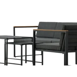 Outlet Venture Home Oleskeluryhmä Dakar, 3-istuttava sohva + 2 lepotuolia + sarjapöytä, harmaa/musta