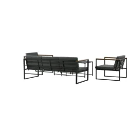 Outlet Venture Home Oleskeluryhmä Dakar, 3-istuttava sohva + 2 lepotuolia + sarjapöytä, harmaa/musta