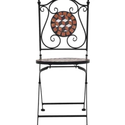 FinePRICE 3-osainen mosaiikkibistrosarja 87x60x60 cm keraamiset laatat terrakotta