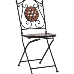 FinePRICE 3-osainen mosaiikkibistrosarja 87x60x60 cm keraamiset laatat terrakotta