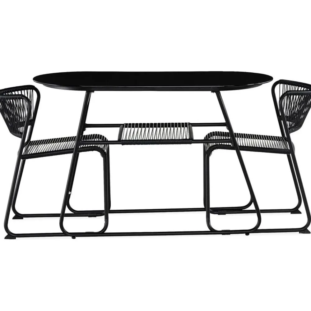 Hot Comfort Garden Parvekeryhmä Lamborg 120cm pöytä + 2 tuolia musta