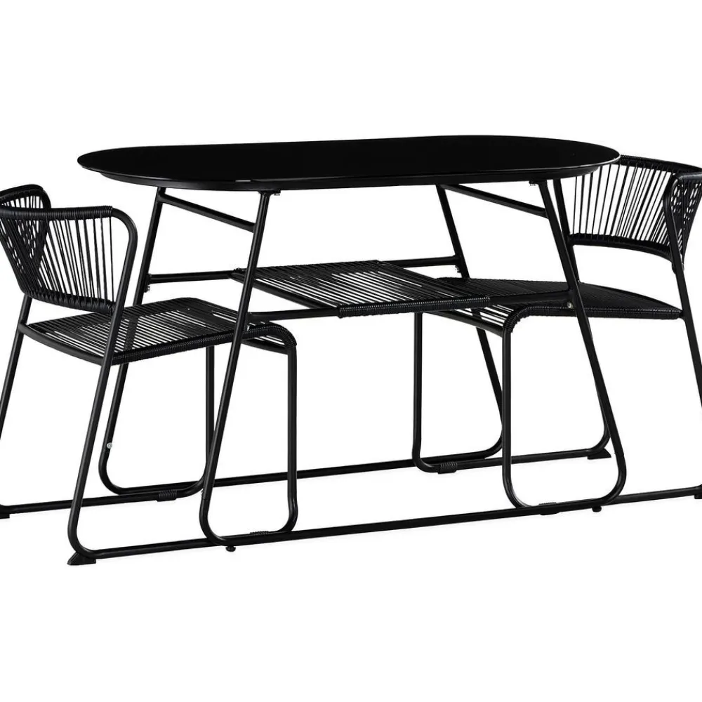 Hot Comfort Garden Parvekeryhmä Lamborg 120cm pöytä + 2 tuolia musta