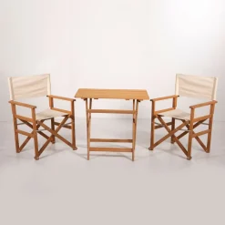 Clearance Linento Garden Parvekeryhmä Rejisör, pöytä + 2 tuolia, kokoontaittuva, kerma