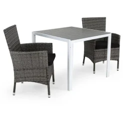 Discount Comfort Garden Parvekeryhmä Tunis 2 Thor tuolia + mustat pehmusteet harmaa