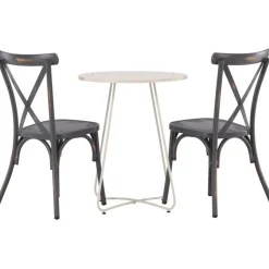 New Venture Home Parvekeryhmä , ø60cm beige Bacong-pöytä + 2 mustaa Tablas-tuolia