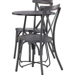 New Venture Home Parvekeryhmä , ø60cm beige Bacong-pöytä + 2 mustaa Tablas-tuolia