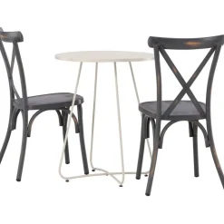 New Venture Home Parvekeryhmä , ø60cm beige Bacong-pöytä + 2 mustaa Tablas-tuolia